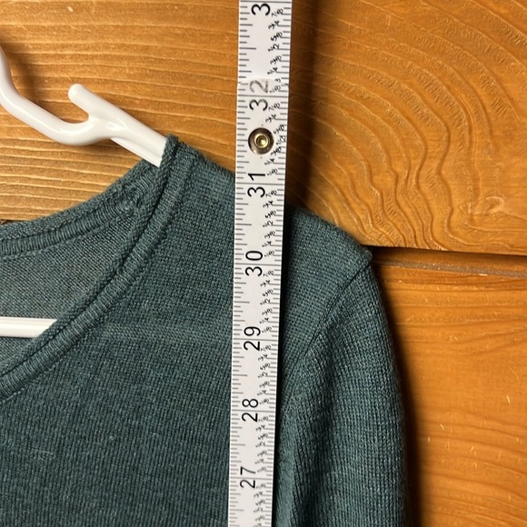 Soft Surroundings Women Sweater XS Wool Alpaca Pleated High Low Cozy Career Grn - Picture 5 of 9